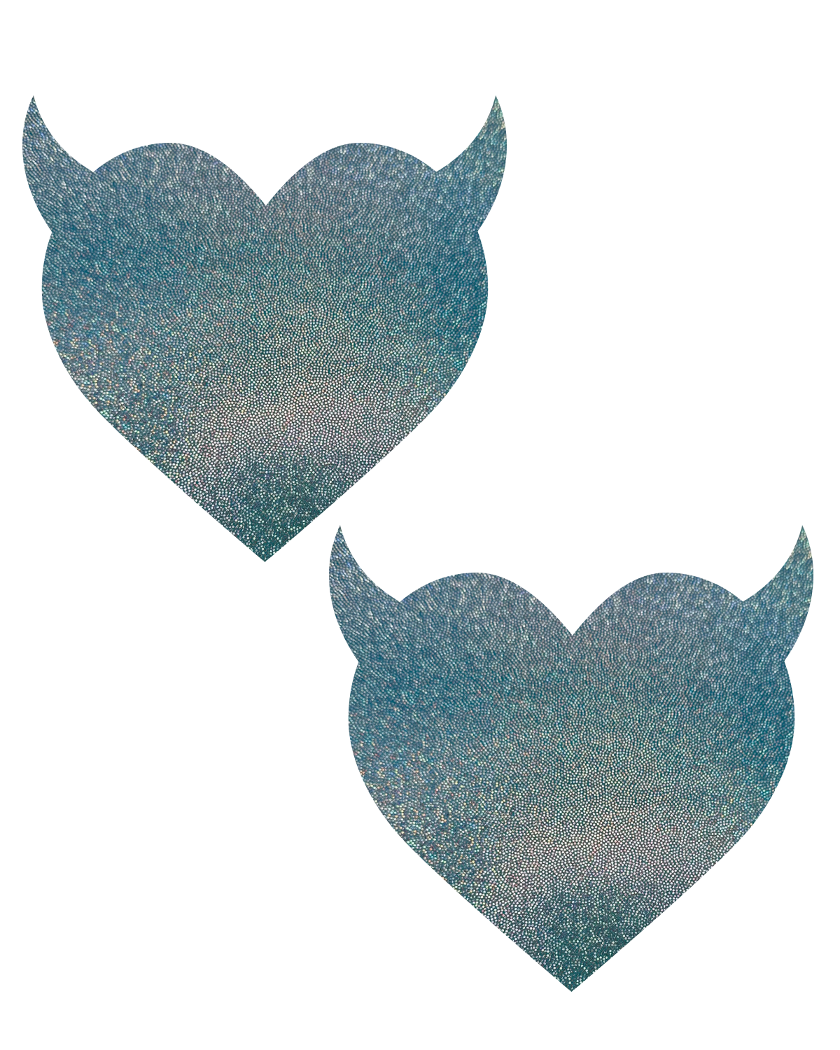 Devil Heart nipple pasties in Ice Blue — Ravesties, in Small, Medium and Large