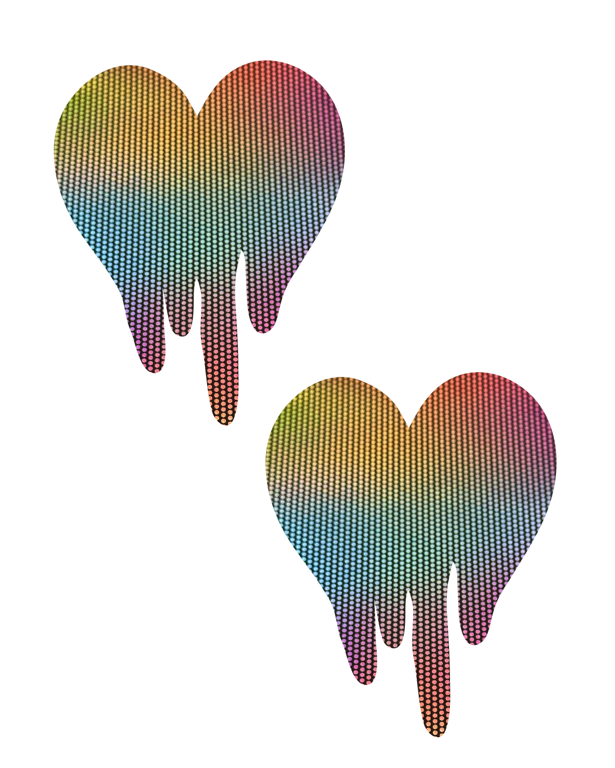 Drip Heart nipple pasties in Iridescent — Ravesties, in Small, Medium and Large